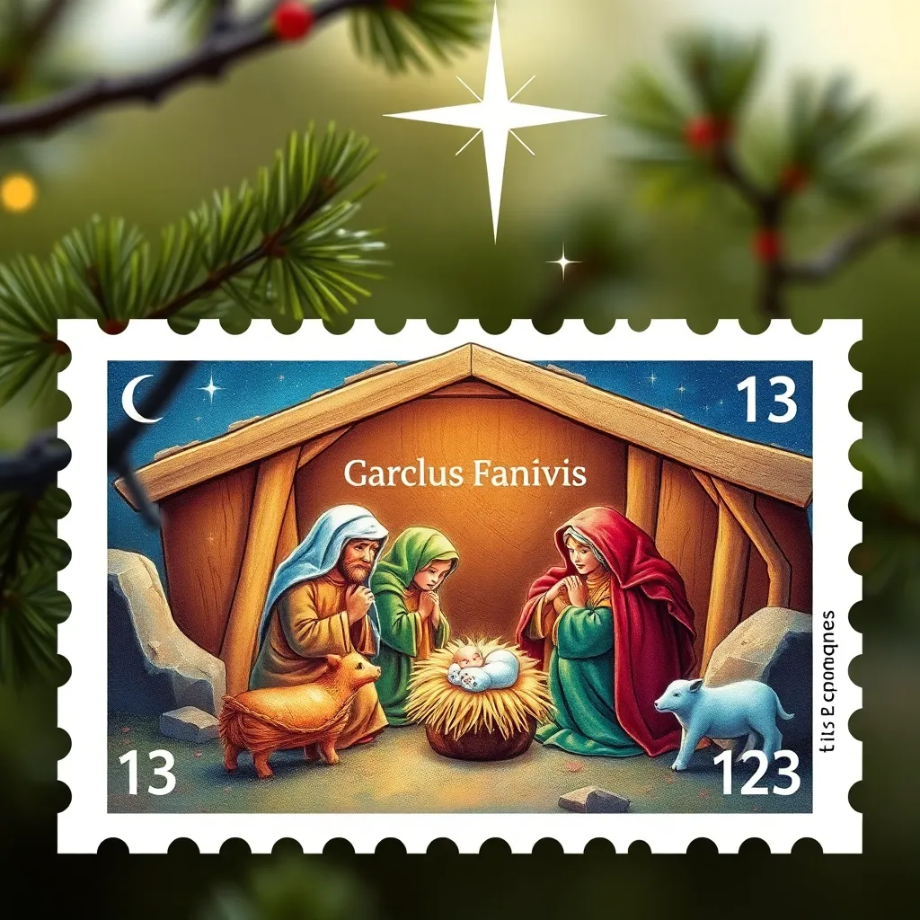 Award-Winning Illustrator Designs Festive Nativity Stamps