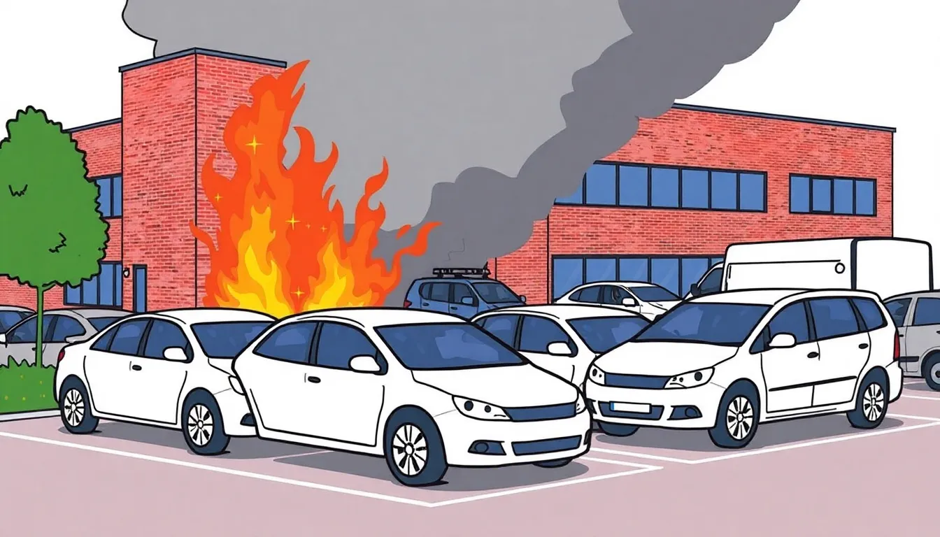 GUILDFORD HOSPITAL CAR PARK FIRE DAMAGES EIGHT VEHICLES